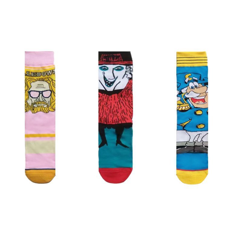 Casual Men's Cotton Socks, Four Seasons Women's Animation Tide Socks-5PRS