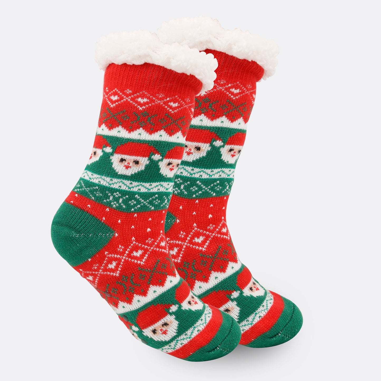 2PRS-Festive Thermal Knit Xmas Socks -Fleece-Lined Winter Sleepwear for Women, Cozy Cabin & Postpartum Recovery