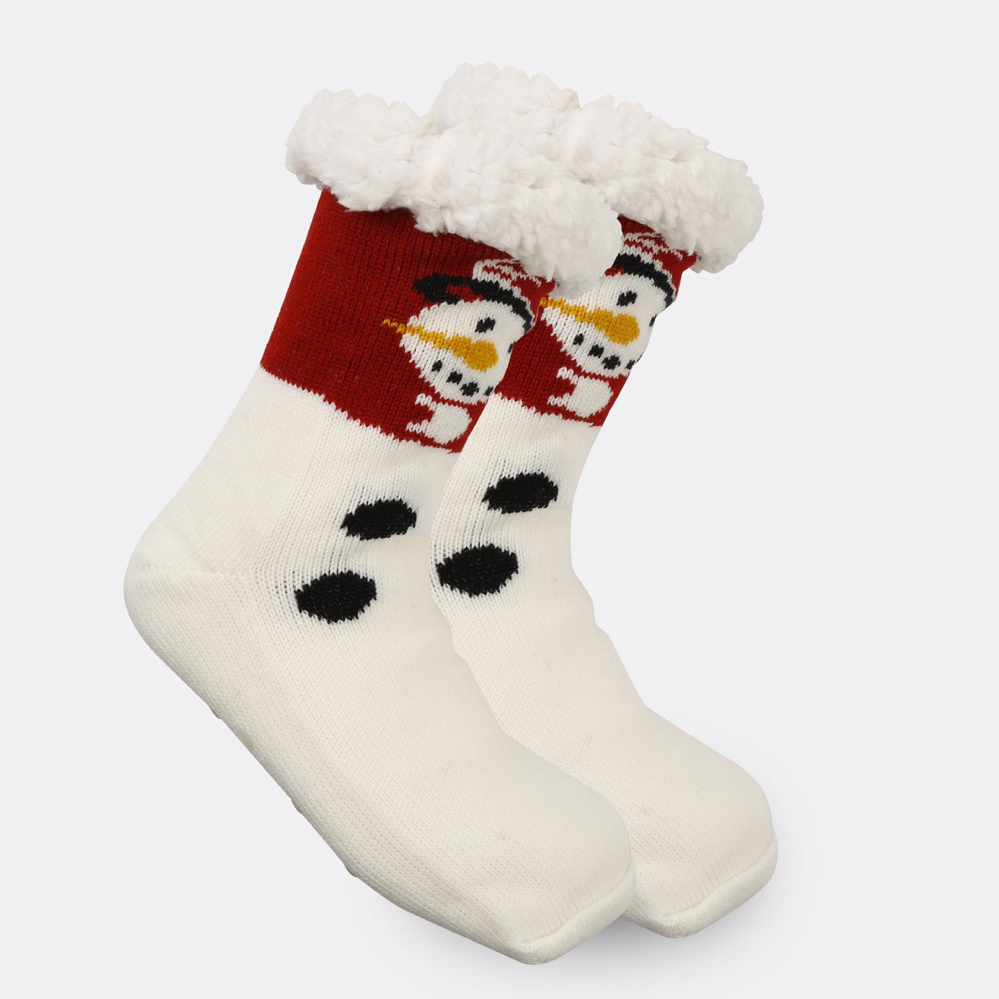 2PRS-Festive Thermal Knit Xmas Socks -Fleece-Lined Winter Sleepwear for Women, Cozy Cabin & Postpartum Recovery