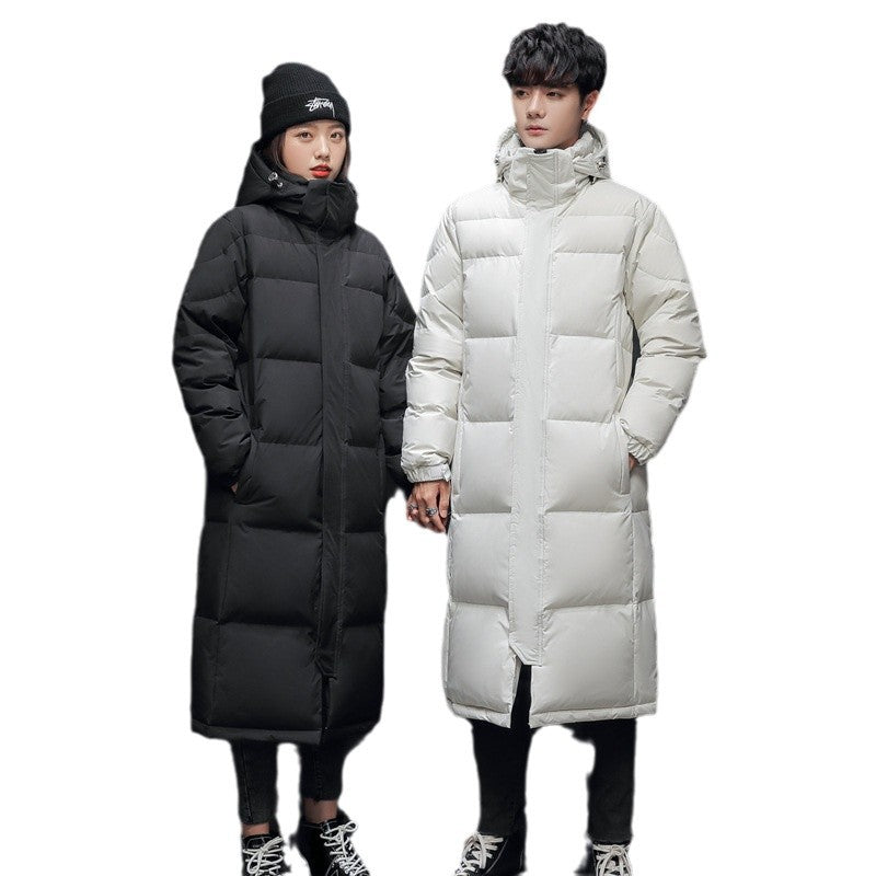 Winter Couple New Down Jackets Men's and Women's Similar Art School Uniforms Medium and Long Knee White Duck Down Jackets Men's