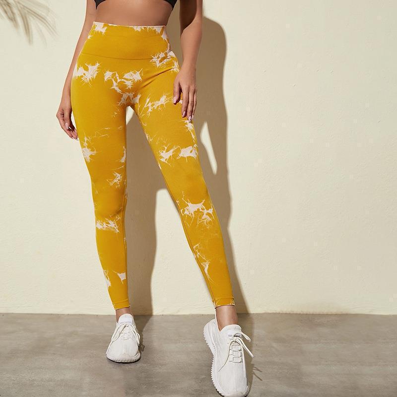 Women's High-Waisted Tie-Dye Yoga Pants - Autumn/Winter Sports Tight-Fitting Belly Tightening Pants