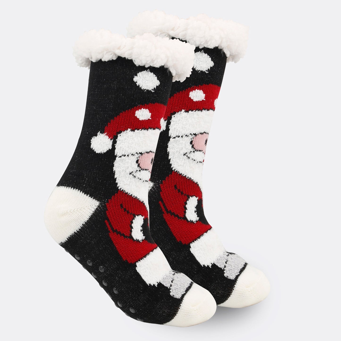 2PRS-Festive Thermal Knit Xmas Socks -Fleece-Lined Winter Sleepwear for Women, Cozy Cabin & Postpartum Recovery