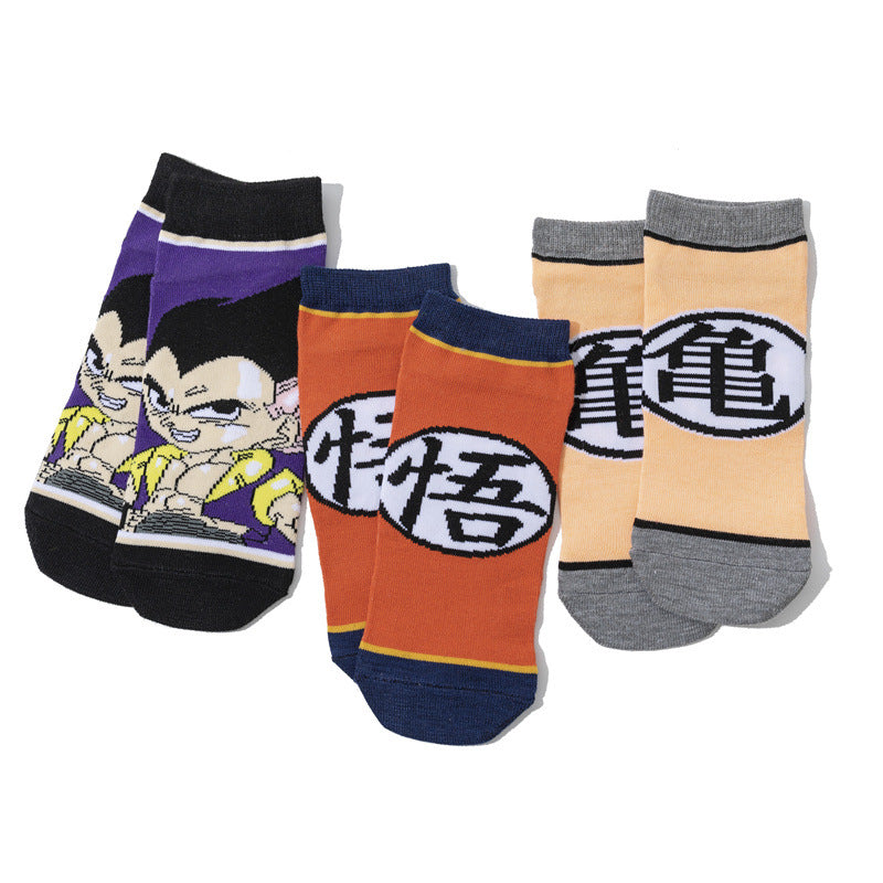 Wholesale Men's Short Cartoon Animation Cotton Female Comic Boat Socks Personalized Animation Short Sock-5PRS