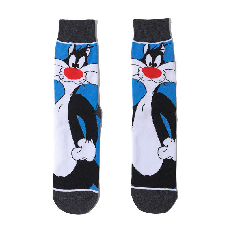 Wholesale Trendy Men's Cotton Cartoon Tube Socks Stockists Women's Animation Personalized Socks-5PRS