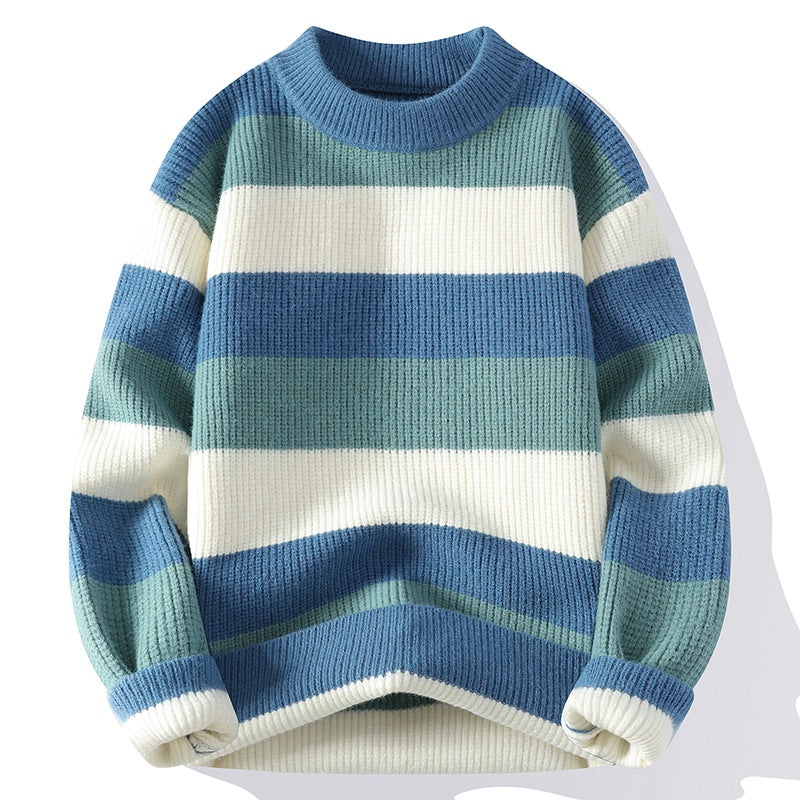 Autumn and Winter New Semi-turtleneck Sweater Men's Thickened Pullover Trendy Men's Knitted Sweater Top