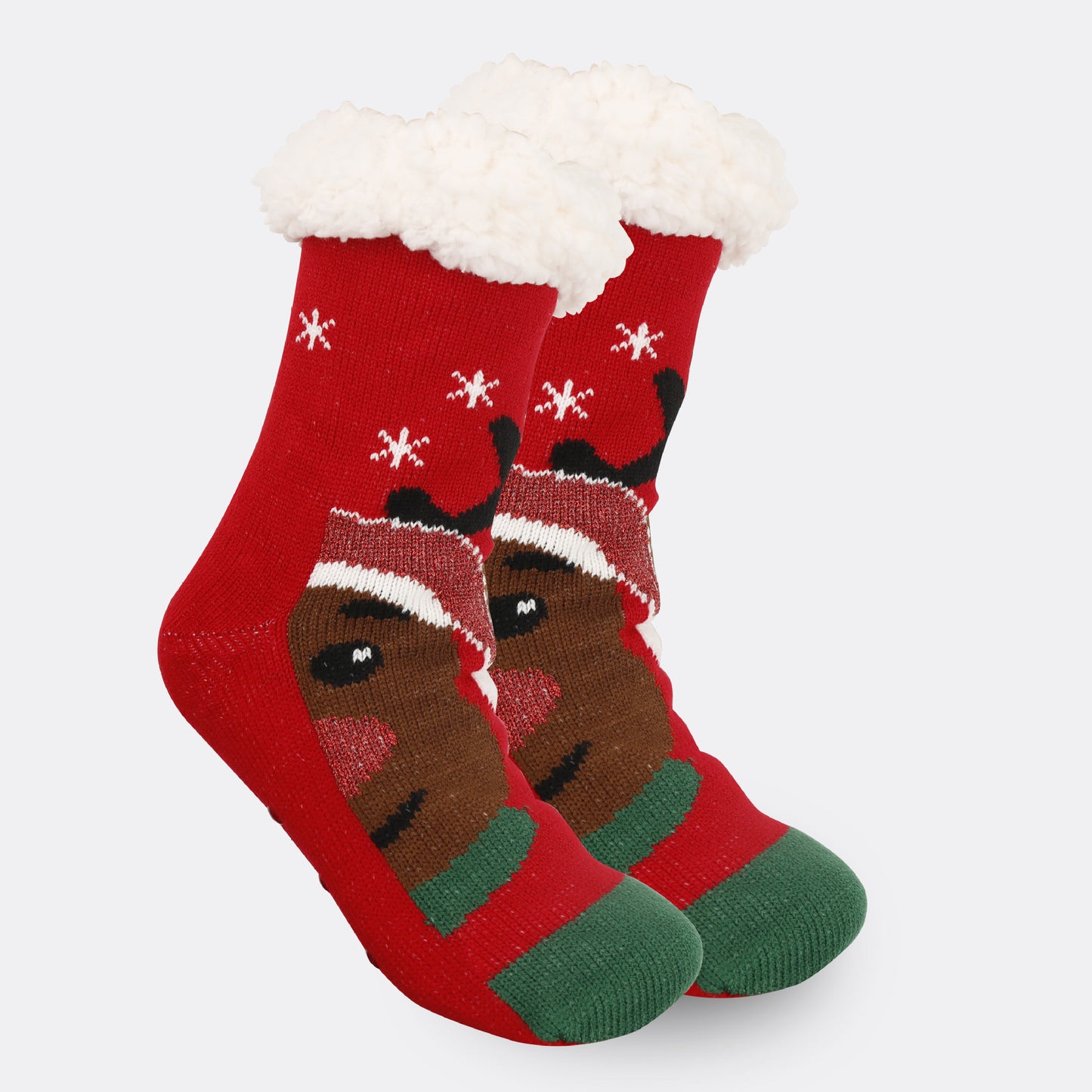 2PRS-Festive Thermal Knit Xmas Socks -Fleece-Lined Winter Sleepwear for Women, Cozy Cabin & Postpartum Recovery