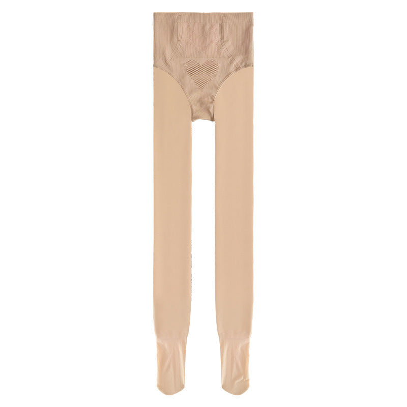 Black Silk Pantyhose Women's Autumn and Winter Velvet Thickened Bare-leg Artifact Fattened and Extended Hip Lift Black Skin-penetrating Water Socks
