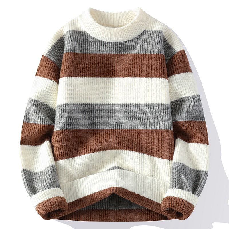 Autumn and Winter New Semi-turtleneck Sweater Men's Thickened Pullover Trendy Men's Knitted Sweater Top