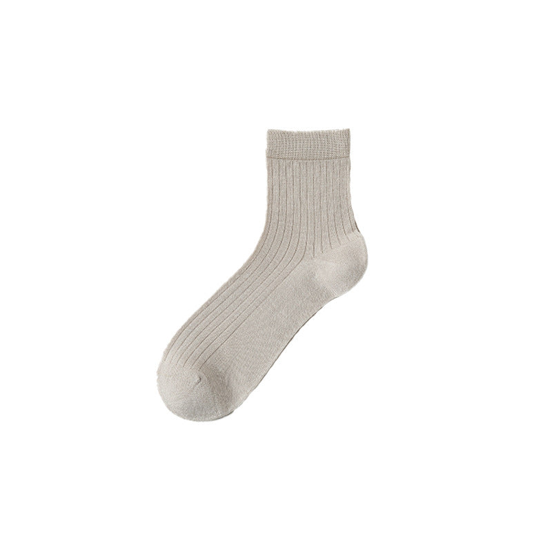Men's Mulberry Silk Medium Tube Socks Boneless Solid Color Casual Business Socks Spring and Summer Light and Breathable Medium Tube Socks