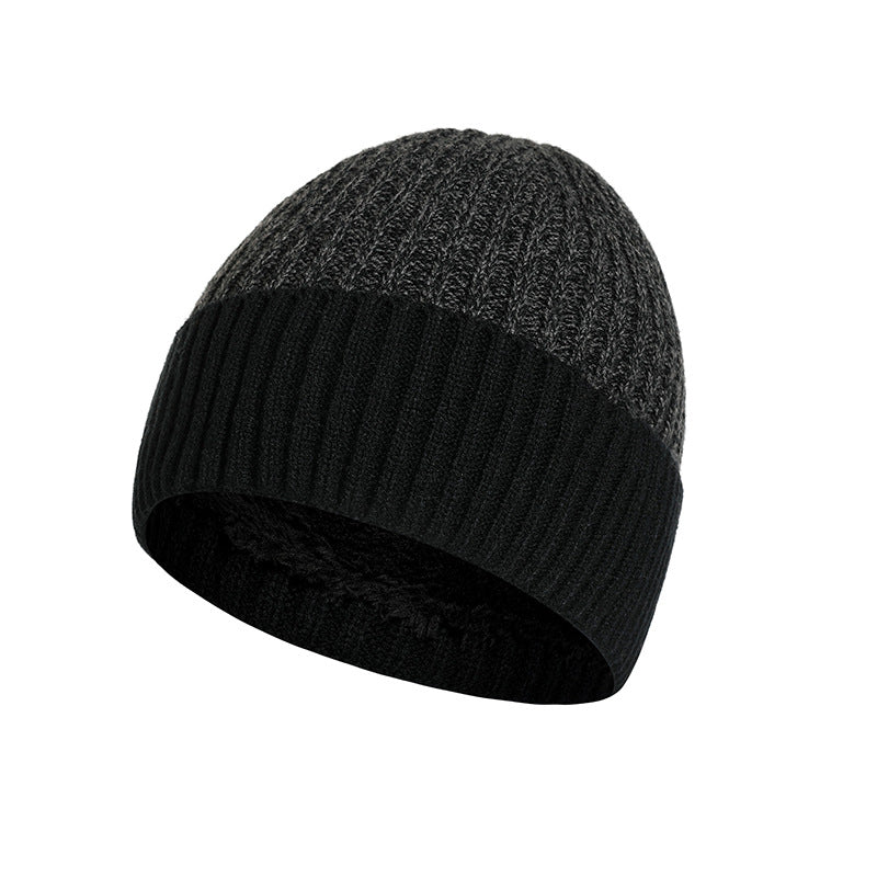 Winter Men's Double Wool Hat Adult New Fleece Warm Knitted Hat