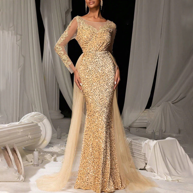 Women's Ball Dress Long Dress Temperament Fashionable and Elegant Long Lace Party Evening Dress