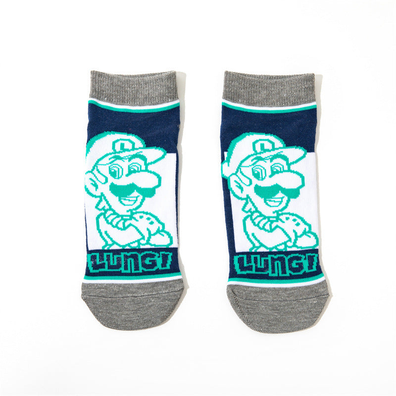 Wholesale Women's Cotton Men's Short Mary Boat Socks Animation Men's Cartoon Sock Personalized Animation Socks-5PRS