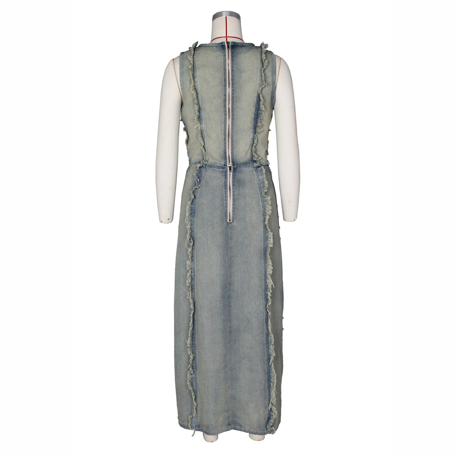 Denim Suit Set - Asymmetric Vest & High-Slit Skirt | Y2K Streetwear Coord Outfit