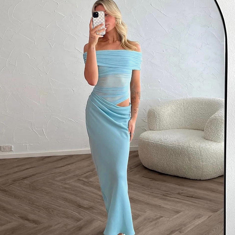Celebrity-Inspired Sexy Bodycon Dress: One-Shoulder Cut-Out Waist Autumn Slim Midi Dress for Women