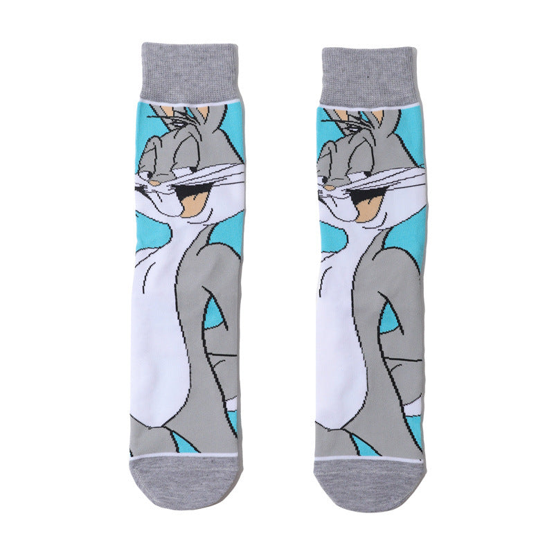 Wholesale Trendy Men's Cotton Cartoon Tube Socks Stockists Women's Animation Personalized Socks-5PRS