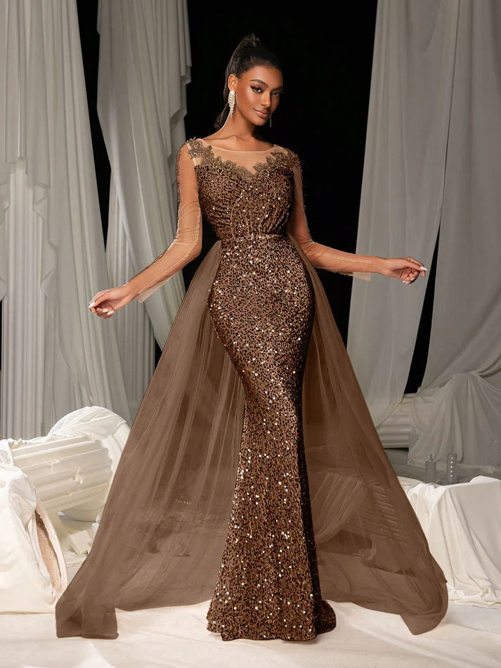 Women's Ball Dress Long Dress Temperament Fashionable and Elegant Long Lace Party Evening Dress