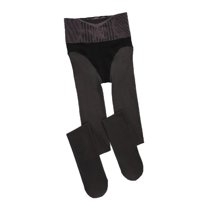 Black Silk Pantyhose Women's Autumn and Winter Velvet Thickened Bare-leg Artifact Fattened and Extended Hip Lift Black Skin-penetrating Water Socks