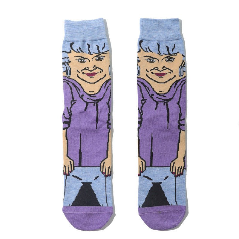 Cotton Men's Medium Tube Cartoon Sock Anime Women's Movie Socks Daredevil Socks Long Tube Tide Socks-5PRS