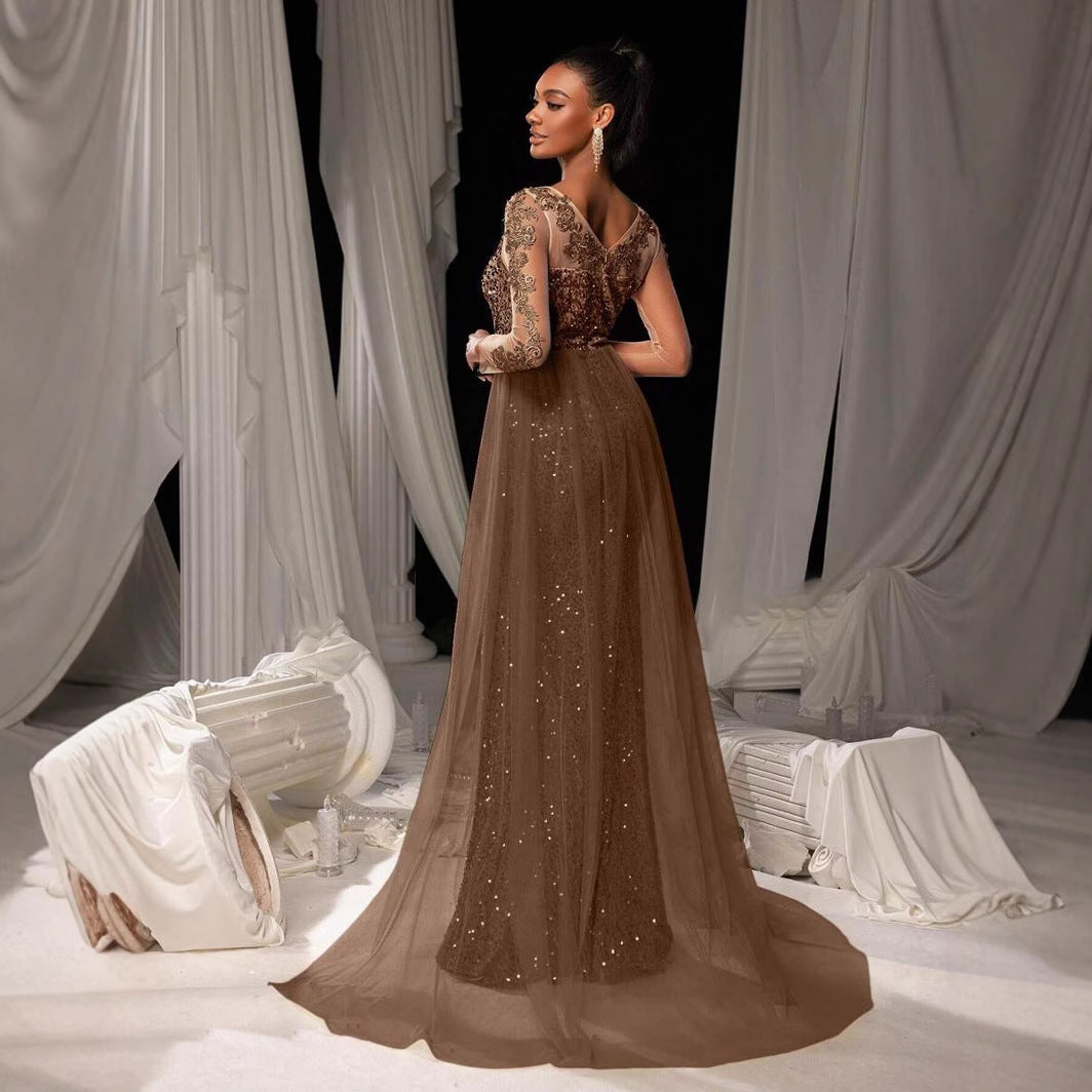 Women's Ball Dress Long Dress Temperament Fashionable and Elegant Long Lace Party Evening Dress