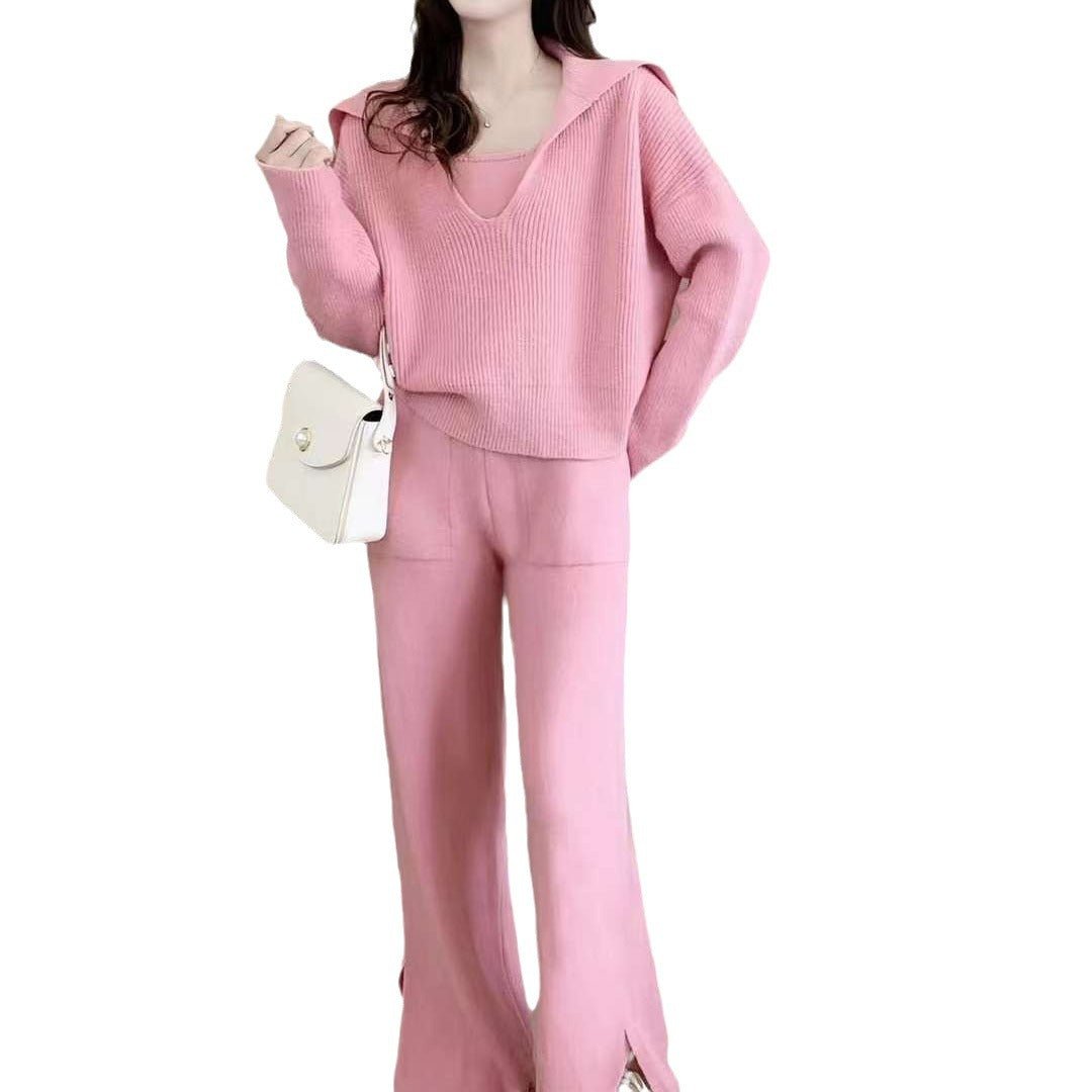 Autumn and Winter Internet Celebrity Fried Street Temperament Muse Fan Gray Fashion Leisure Sports Suit Women's Three-piece Set