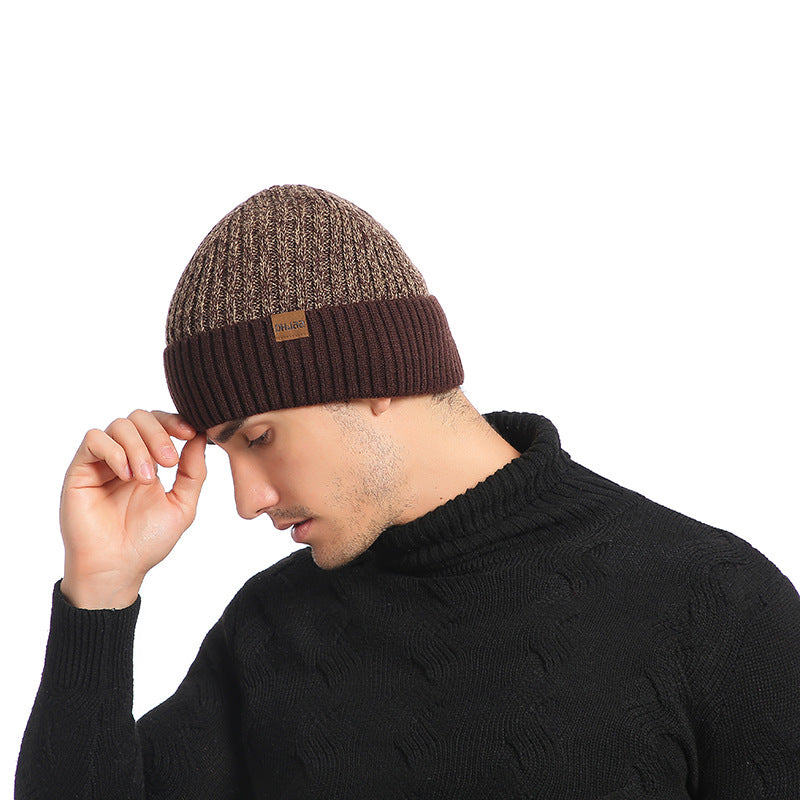Winter Men's Double Wool Hat Adult New Fleece Warm Knitted Hat