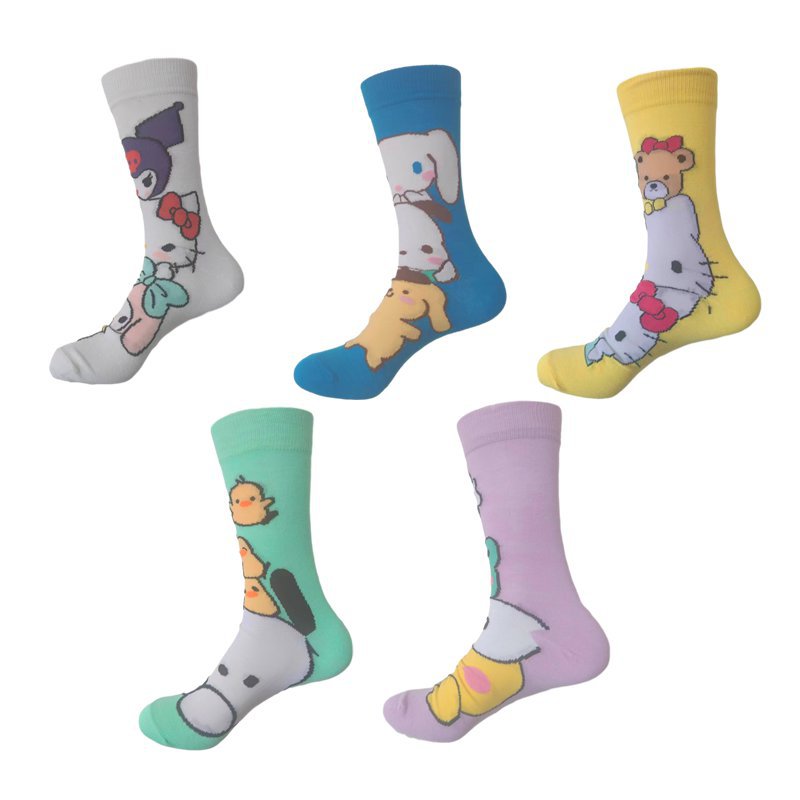 Women's Four Seasons Women's Cotton Animation Male Manufacturer Hello Kitty Ins Trendy Socks Men's Socks-5PRS