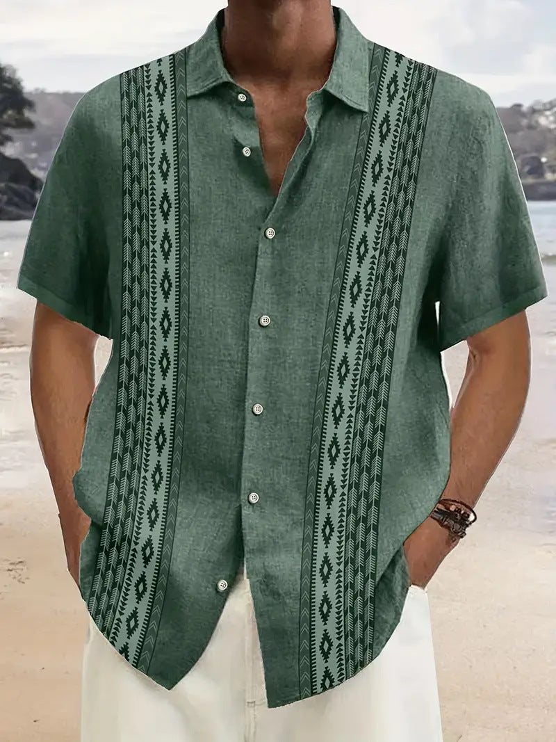 Capsule Wardrobe Essential | Sustainable Hawaiian Shirts | Unisex Cropped Sleeve Beach Tops with AI-Enhanced Floral Patterns