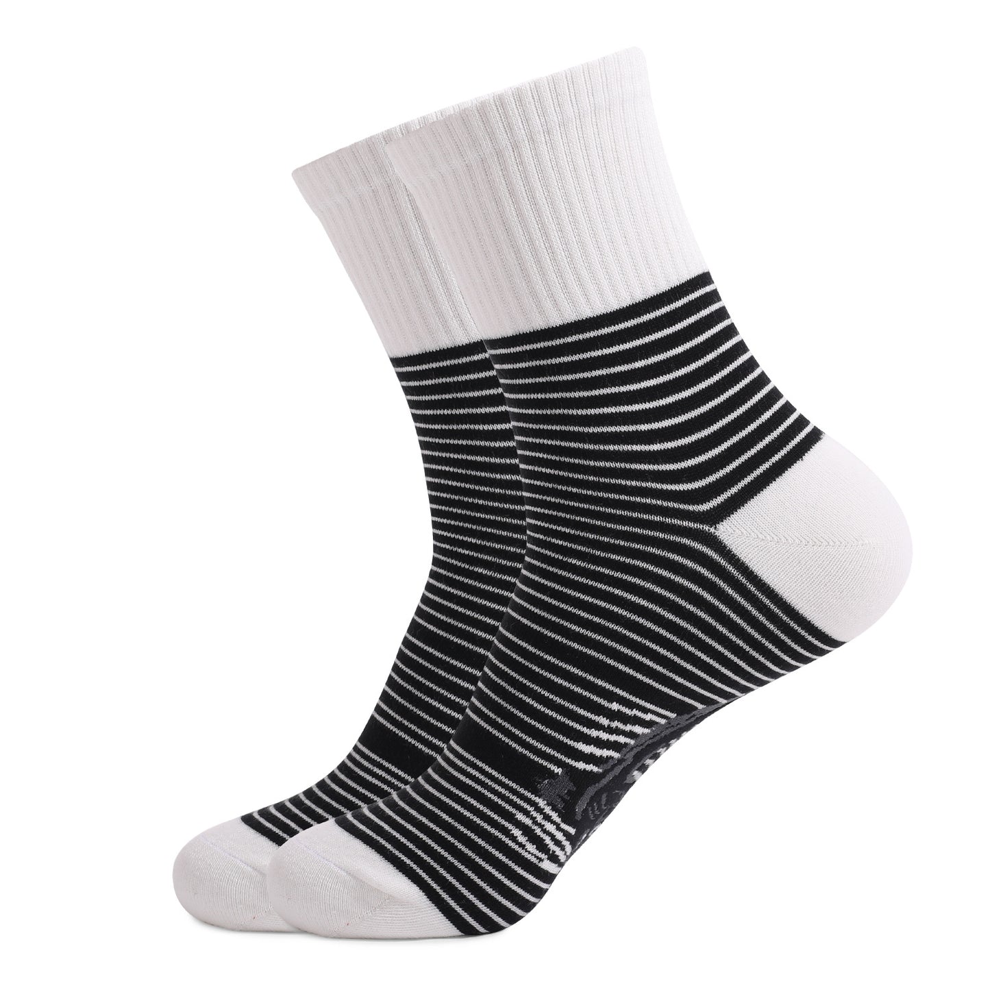 Men's Socks New Black and White Striped Animal Cat Print Plus Size Men's and Women's Medium Tube Socks