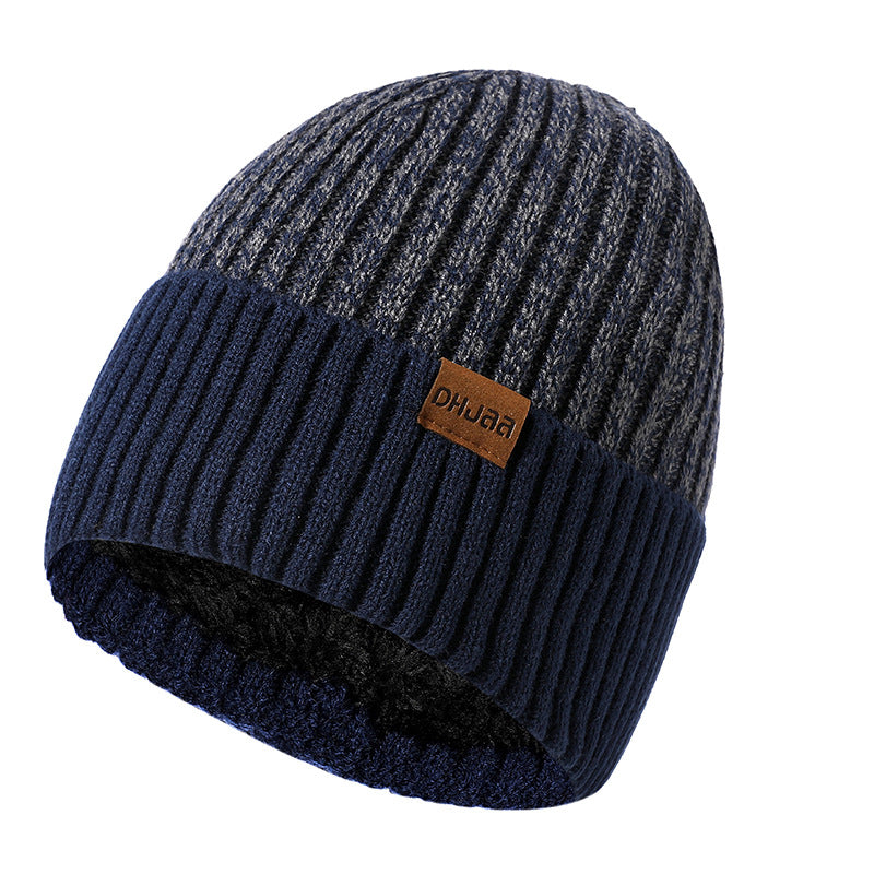 Winter Men's Double Wool Hat Adult New Fleece Warm Knitted Hat
