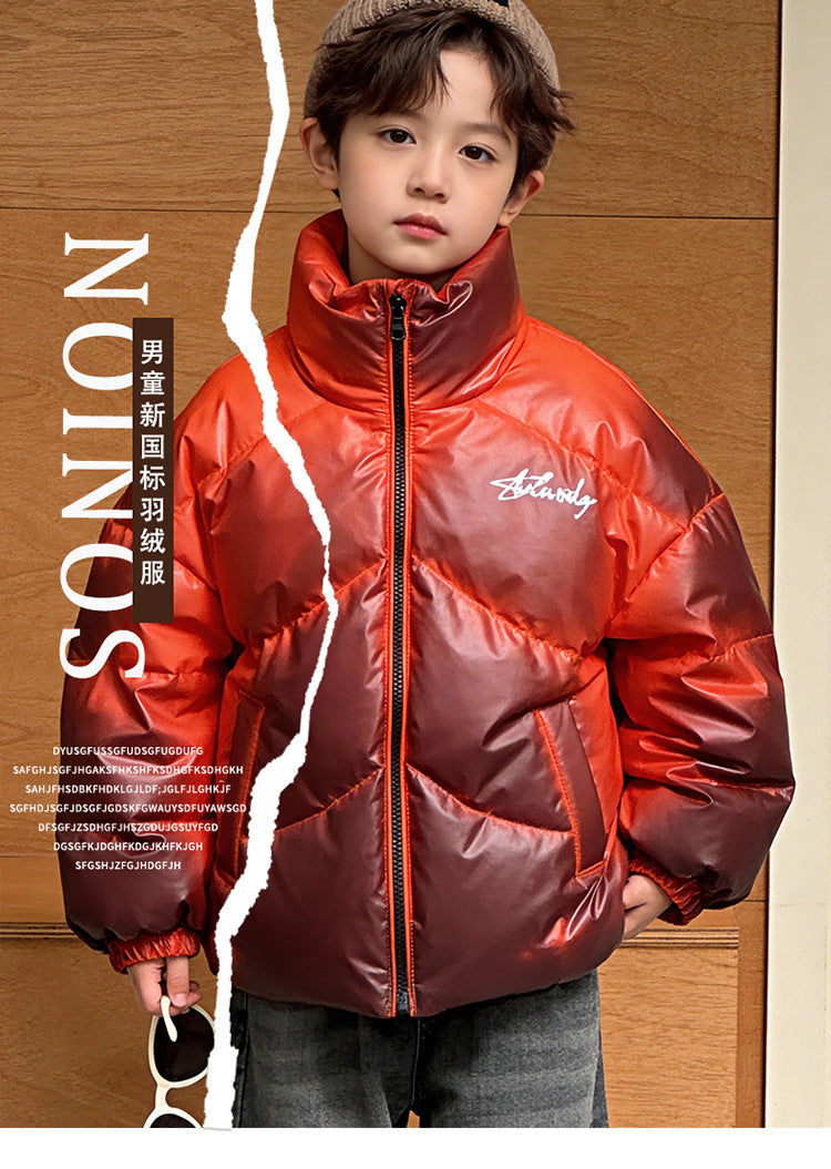 Thermo-Color Kids Down Jacket - Lightweight Stand Collar Puffer Coat, EN71 Certified for Boys