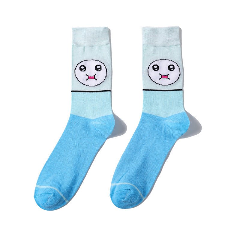 Cotton Men's Large Size Four-season Socks Casual Cartoon Trendy Socks Men's Socks Women's Ins Socks-5PRS