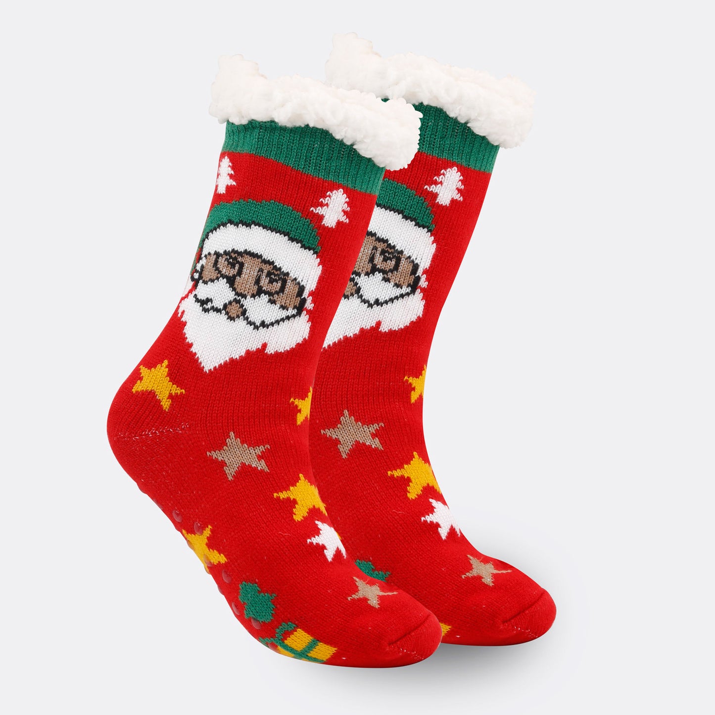 2PRS-Festive Thermal Knit Xmas Socks -Fleece-Lined Winter Sleepwear for Women, Cozy Cabin & Postpartum Recovery