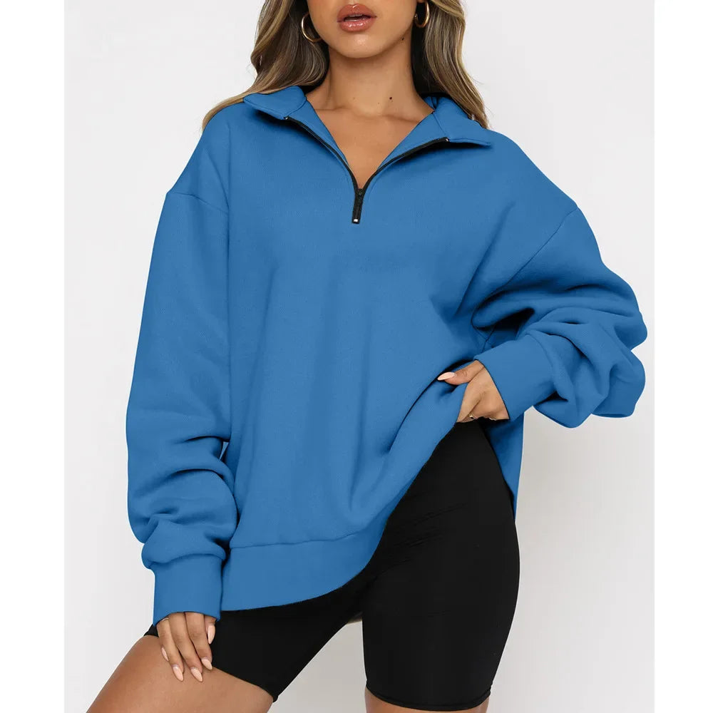 Winter women's clothing new popular sweater fleece top loose pocket sweater