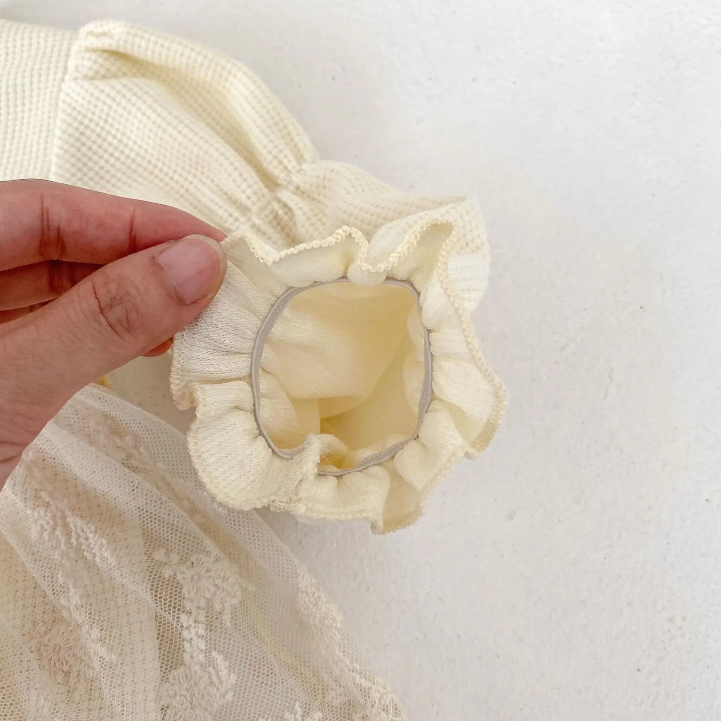 2024 Autumn Infant Baby Girl Waffle Lace Small Skirt Long Sleeve Romper Hat Skirt Fart onesie