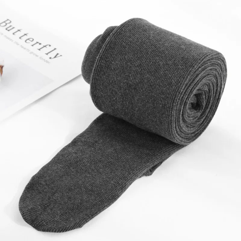 Autumn and winter fleece thickened threaded cotton vertical striped leggings, women's integrated pants