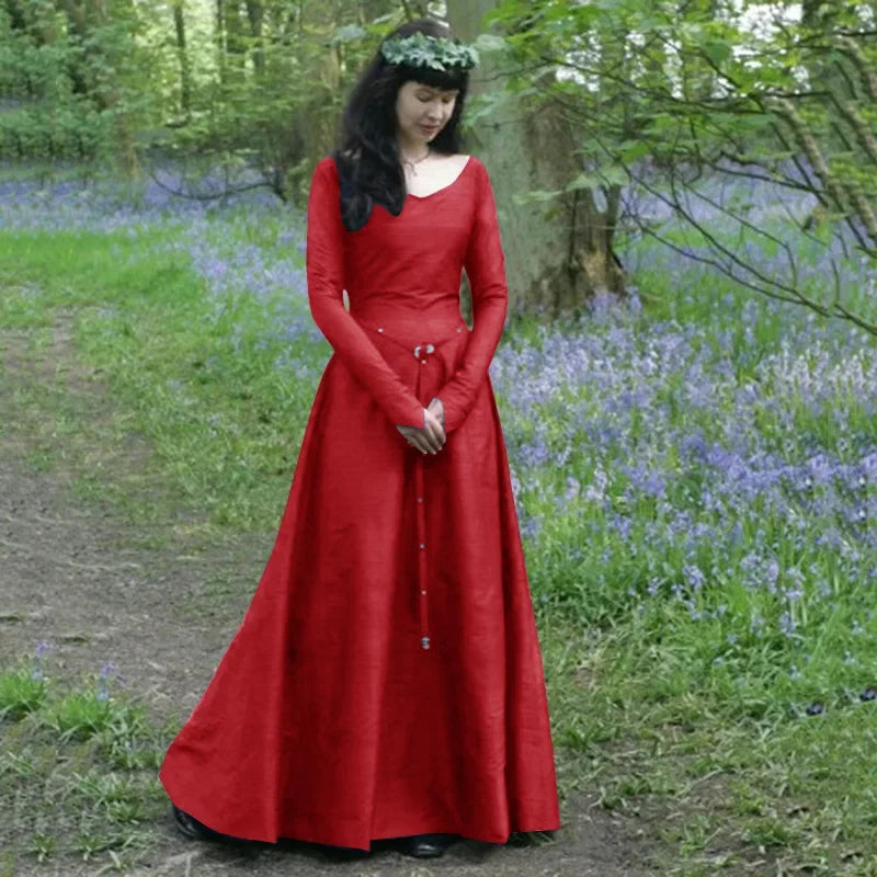 Classical Medieval Central Party Long-sleeved Crew Neck Slim-fitting Women's Dress