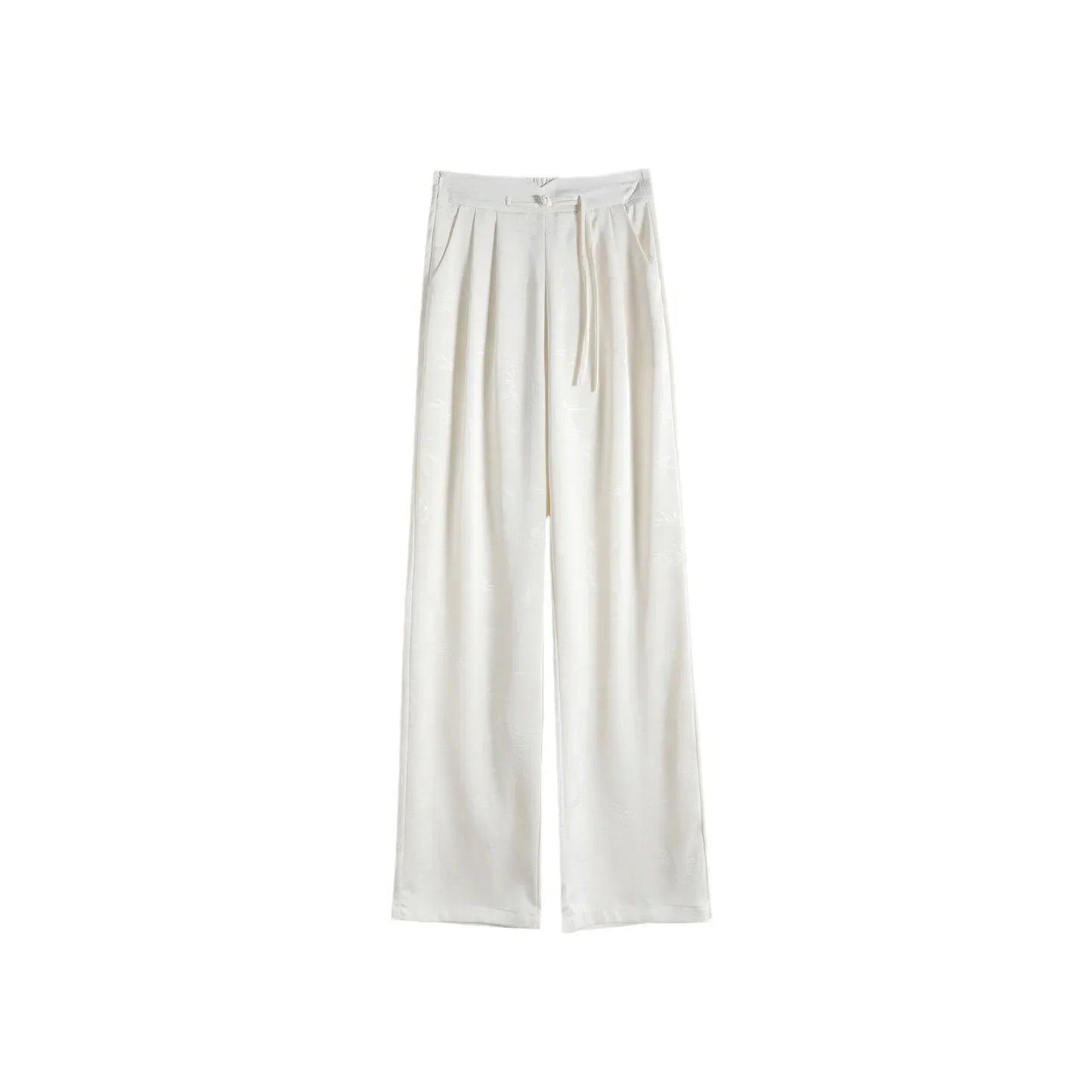New Satin Embossed Wide-leg Pants Women's Summer Thin High-waisted Straight-leg Pant