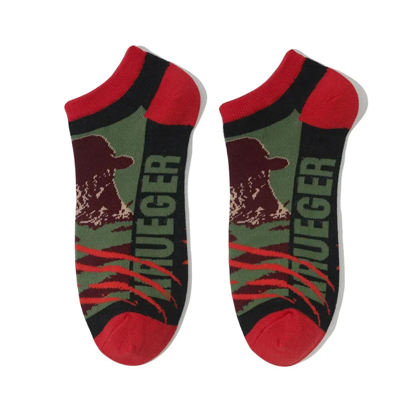 Cotton Anime Cartoon Boat Socks Spring and Summer Short Tube Comic Men's and Women's Socks Black Friday Socks-5PRS