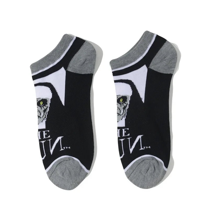 Cotton Anime Cartoon Boat Socks Spring and Summer Short Tube Comic Men's and Women's Socks Black Friday Socks-5PRS
