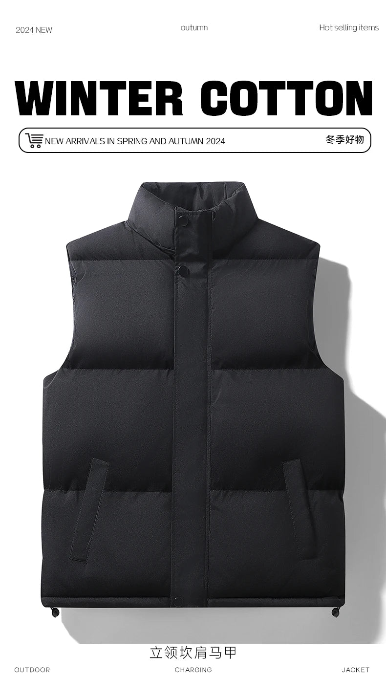 Autumn and Winter Large Size Down Cotton Vest Men's New Vest Plus Fat Plus Vest