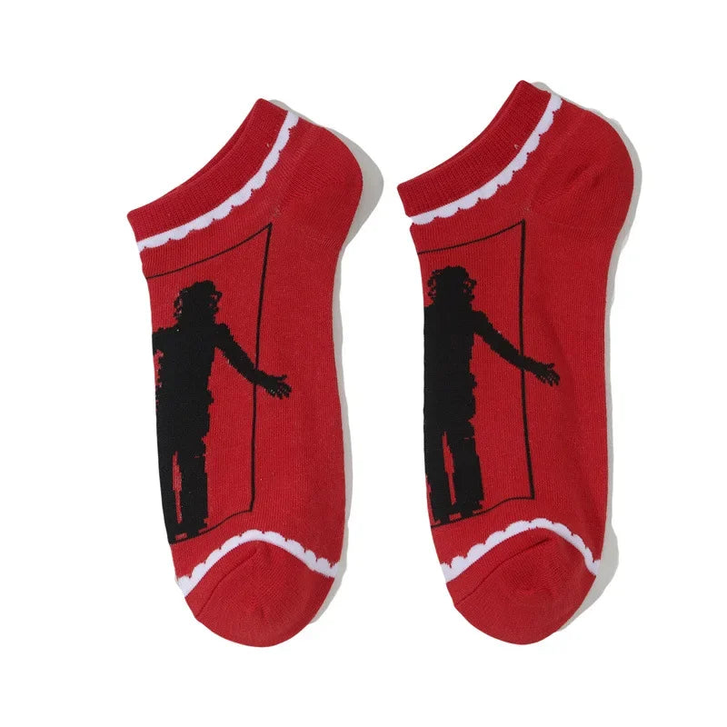 Cotton Anime Cartoon Boat Socks Spring and Summer Short Tube Comic Men's and Women's Socks Black Friday Socks-5PRS