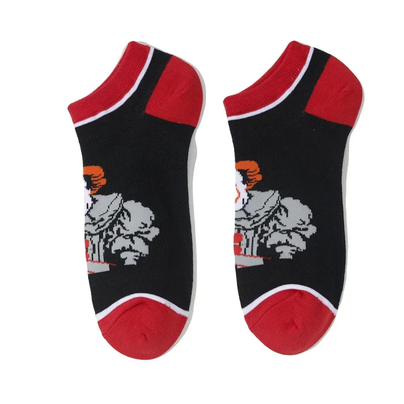 Cotton Anime Cartoon Boat Socks Spring and Summer Short Tube Comic Men's and Women's Socks Black Friday Socks-5PRS
