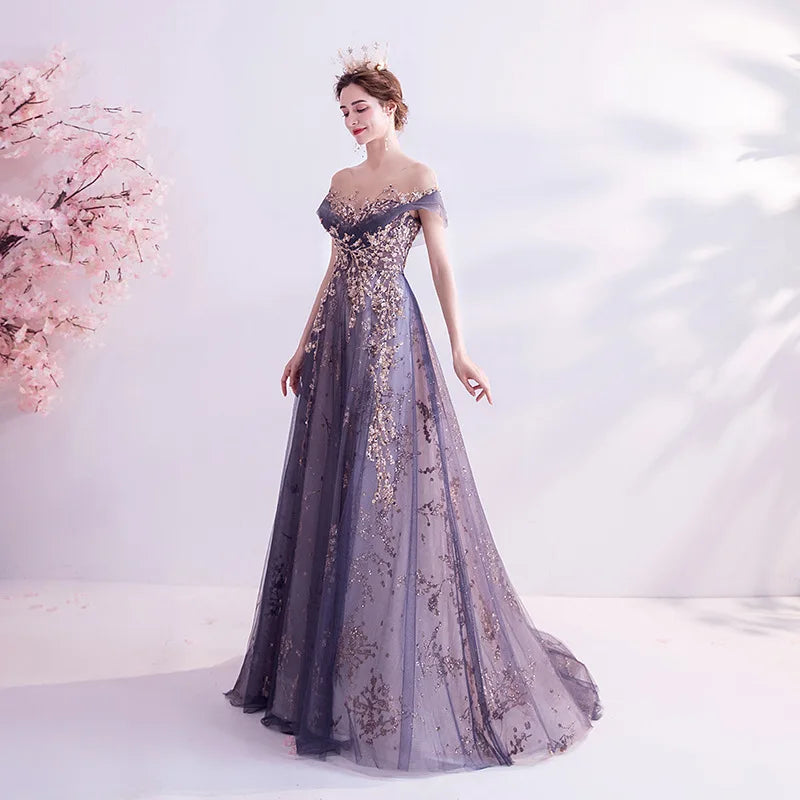 Aura Queen Purple Dress Annual Meeting Birthday Walk Show Host Performance Walk Show Evening Dress