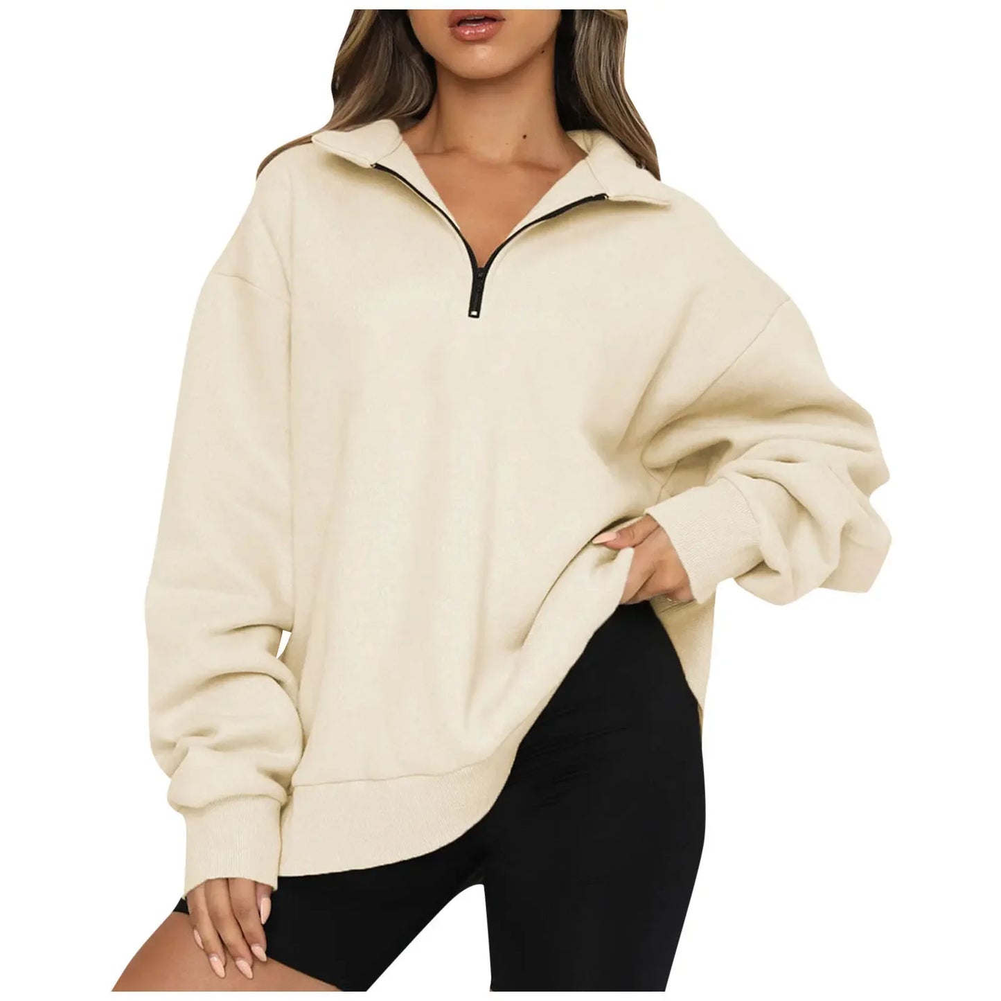 Winter women's clothing new popular sweater fleece top loose pocket sweater