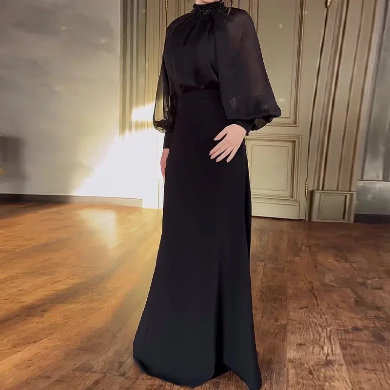Autumn New Retro Court Style Elegant Long Dress Two-piece Women