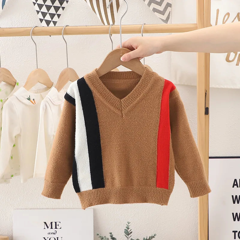 New Winter Bottom Shirt Crew Neck Sweater Children's Crystal Mink Boys Baby Pullover