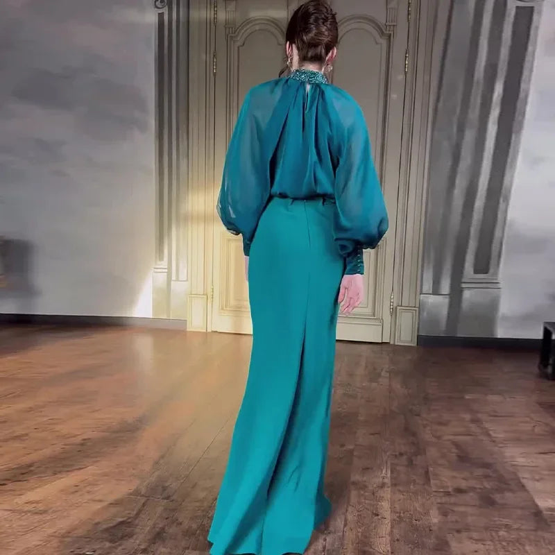 Autumn New Retro Court Style Elegant Long Dress Two-piece Women