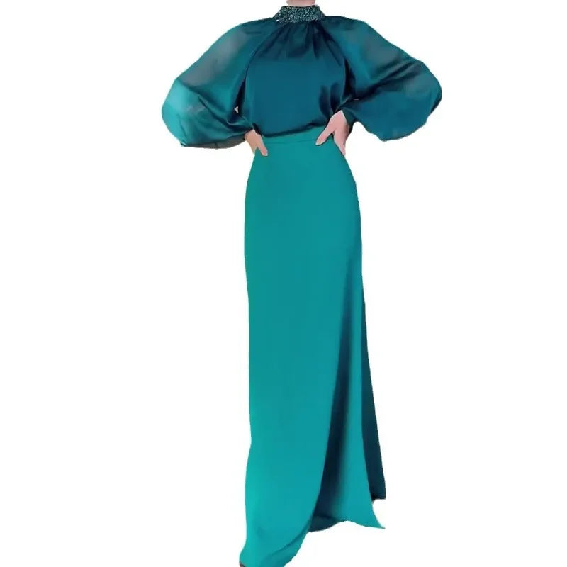 Autumn New Retro Court Style Elegant Long Dress Two-piece Women
