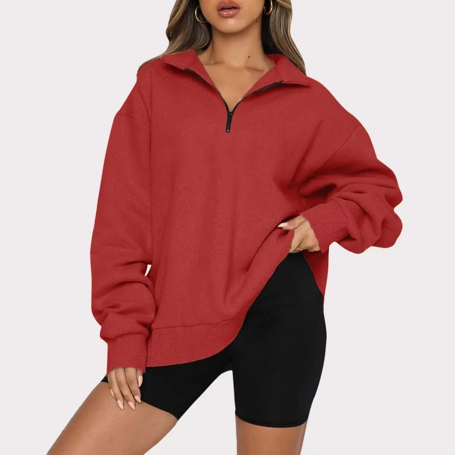 Winter women's clothing new popular sweater fleece top loose pocket sweater