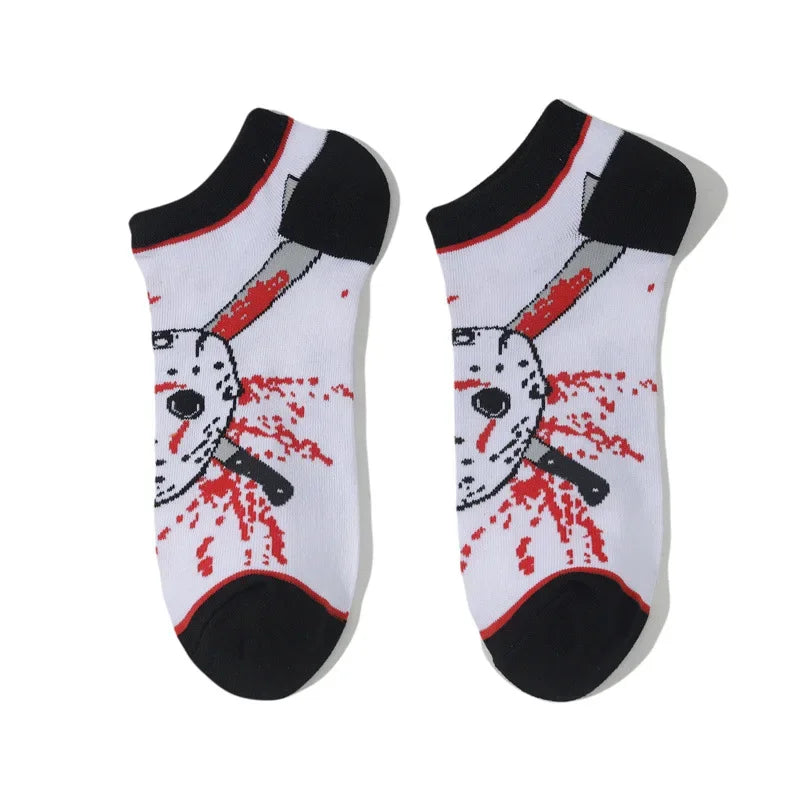 Cotton Anime Cartoon Boat Socks Spring and Summer Short Tube Comic Men's and Women's Socks Black Friday Socks-5PRS